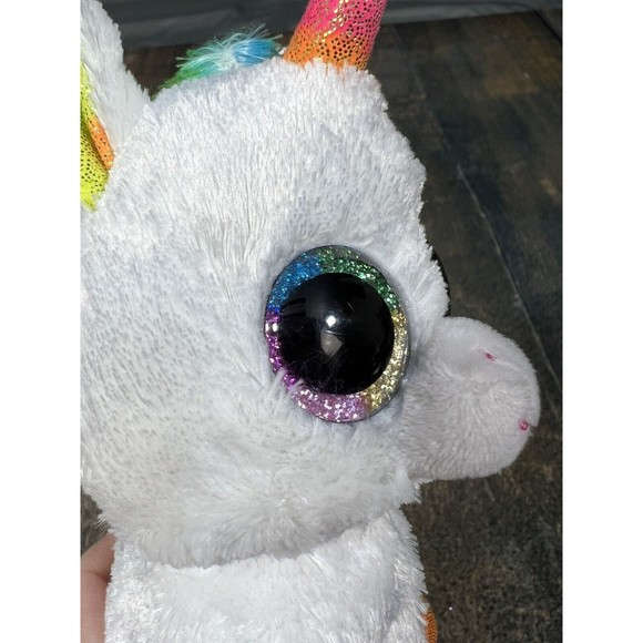Ty Beanie Boo Pixy Plush Stuffed Animal White Rainbow Unicorn Ty Silk! Soft! - Picture 3 of 8